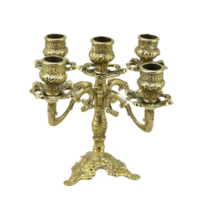 Фото - Канделябр на пять свечей Трилистник золото 20 см