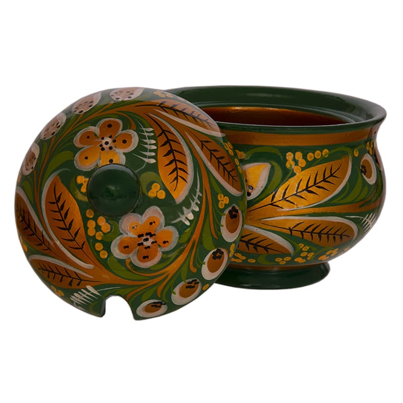 Фото - Хохломская сахарница с крышкой "Ландыш" 12 х 13 см Фото - Хохломская сахарница с крышкой "Ландыш" 12 х 13 см