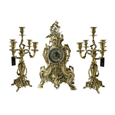 Фото - Каминный бронзовый набор Венера с канделябрами и часами