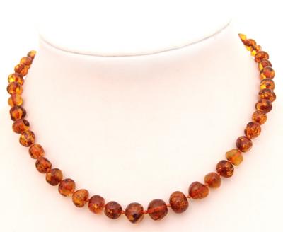 Бусы из натурального янтаря - Мятый шар