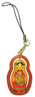 Фото - Подвеска металлическая с эмалью Цветная матрешка 4 см