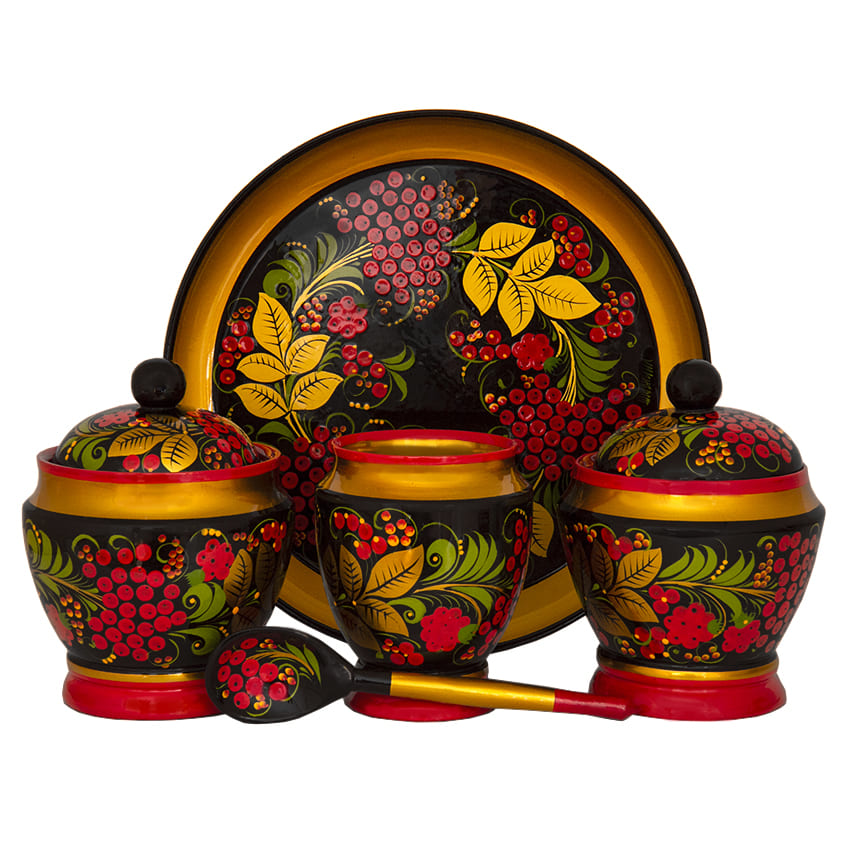 Фото - Набор столовый Хохлома "Рябинка" 5 предметов