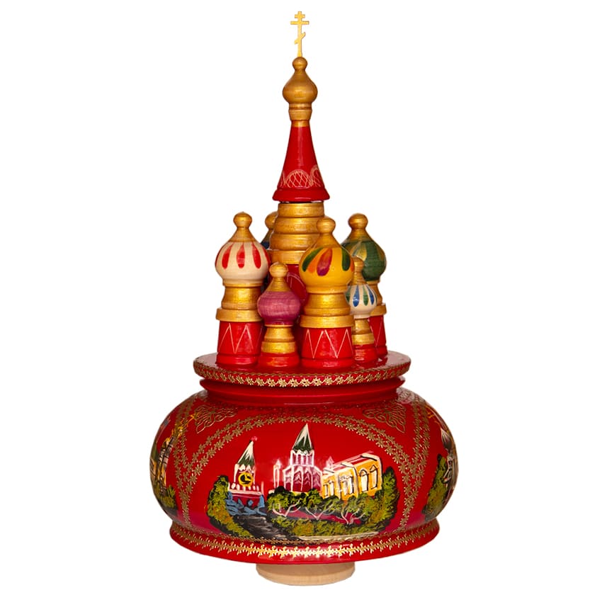Фото - Сувенирный музыкальный собор Москва красный фон 25 см