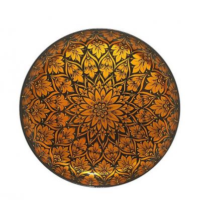 Фото - Тарелка панно Хохломской калейдоскоп Черный фон 21 см Фото - Тарелка панно Хохломской калейдоскоп Черный фон 21 см