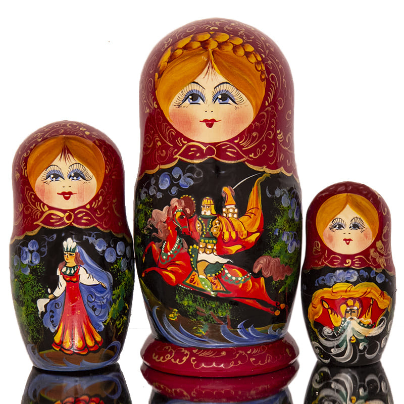 Фото - Матрешка деревянная расписная сказка "Руслан и Людмила" 5 мест 17 см
