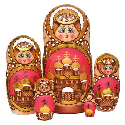 Фото - Матрешка деревянная Золотые купола 5 мест 17 см
