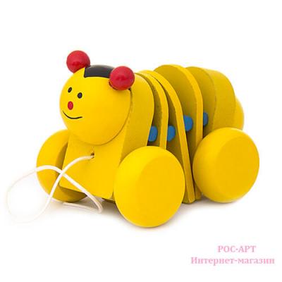 Фото - Игрушка каталка Желтая гусеничка 12,5 х 7 см Фото - Игрушка каталка Желтая гусеничка 12,5 х 7 см