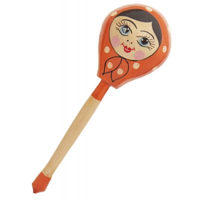 Фото - Ложка матрешка оранжевая из дерева 19 см