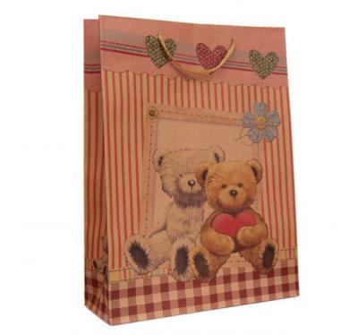 Фото - Подарочный пакет крафт Мишки с сердечком 26 х 32 см