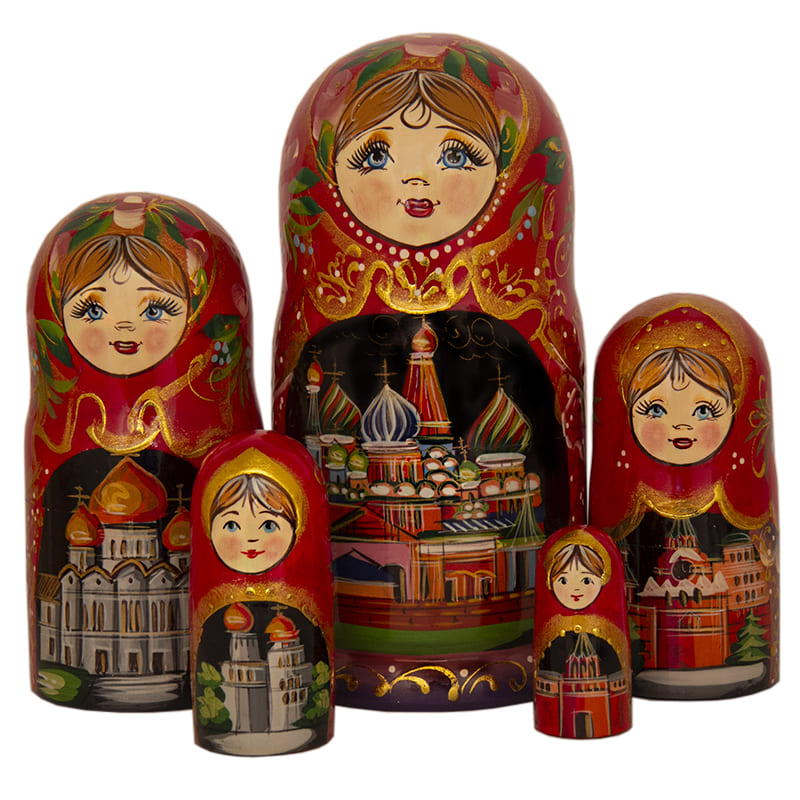 Фото - Деревянная расписная матрешка Русь 5 мест 18 см