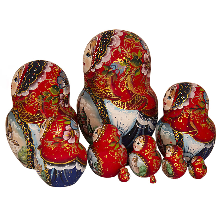 Фото - Матрешка художественная деревянная Москва 10 мест 18 см