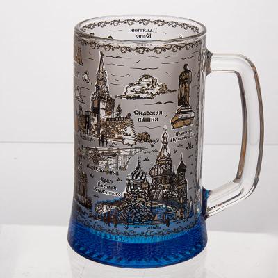 Фото - Пивная кружка из стекла Москва 500 мл цветное дно Фото - Пивная кружка из стекла Москва 500 мл цветное дно