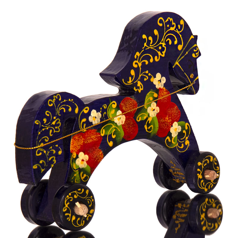 Фото - Деревянная игрушка лошадка на колесиках Ночка 18 х 15 см