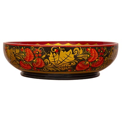 Фото - Сухарница деревянная точеная Хохлома "Солнышко" 19 х 5 см