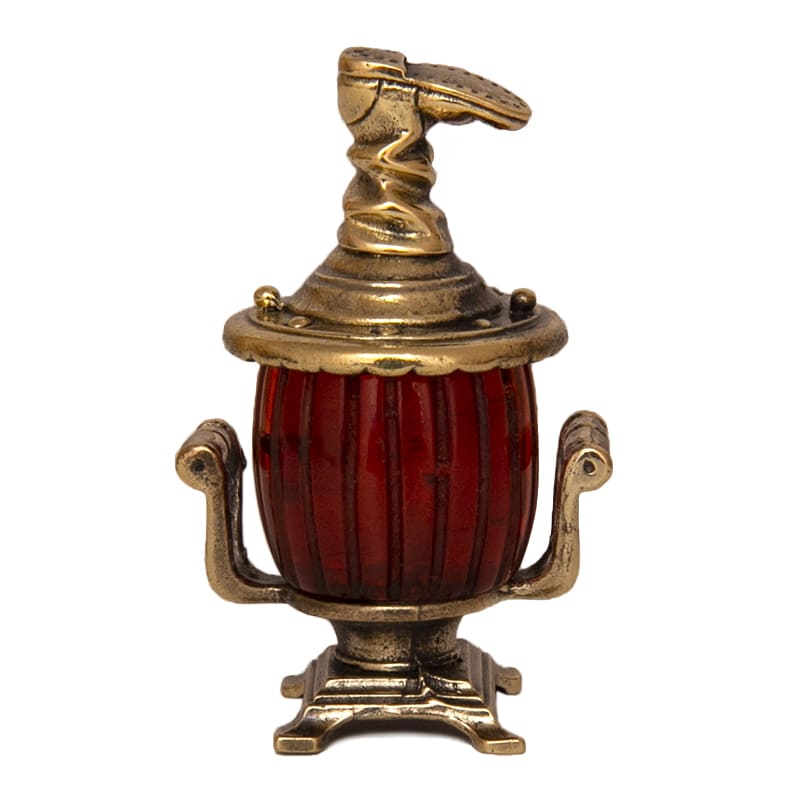 Фото - Большая фигурка Самовар с сапогом с янтарем 4 х 3 см