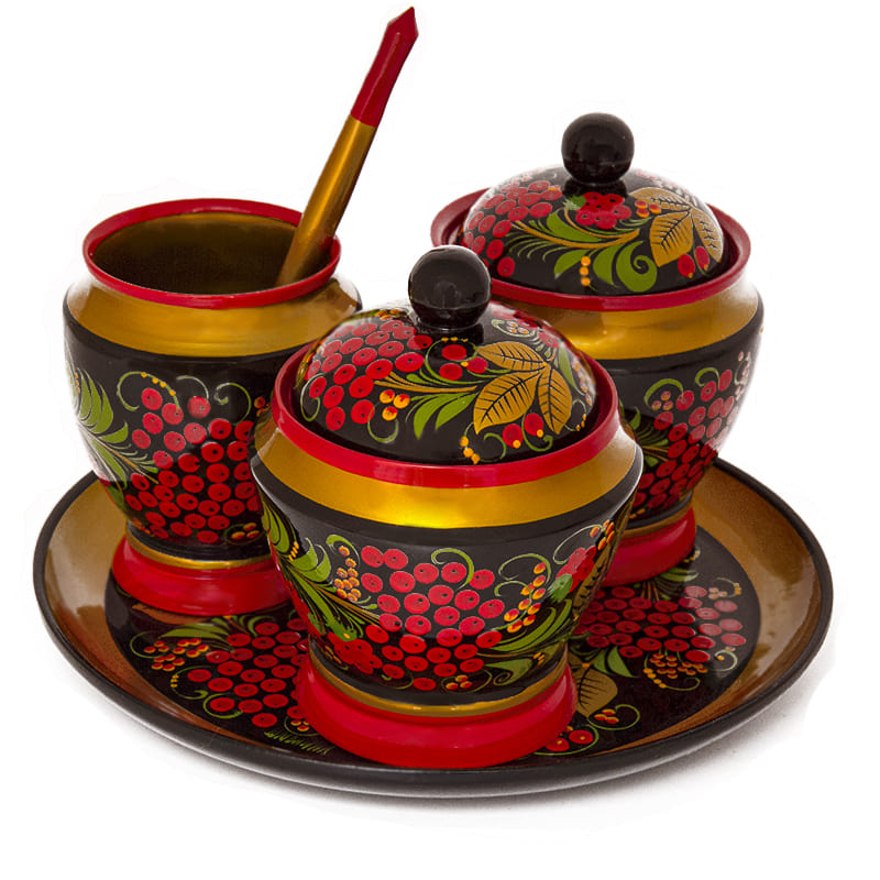 Фото - Набор столовый Хохлома "Рябинка" 5 предметов