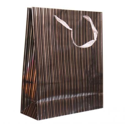 Фото - Подарочный пакет с полосками серебряно-черный Фото - Подарочный пакет с полосками серебряно-черный