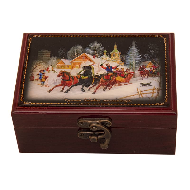 Фото - Деревянная шкатулка Зимние гулянья 12 х 8 см