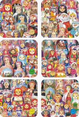 Фото - Набор плакеток подставки под горячее 6 штук Матрешки 9,5 см