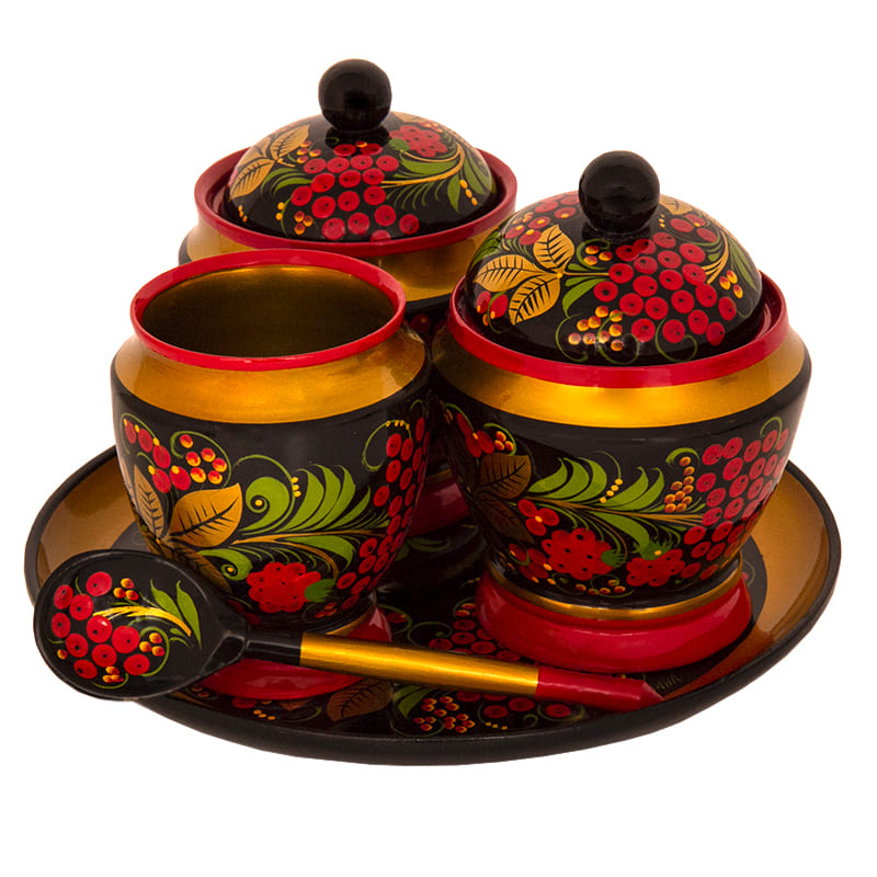 Фото - Набор столовый Хохлома "Рябинка" 5 предметов