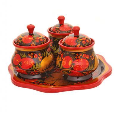 Фото - Набор для специй - Трио Хохлома 4 предмета