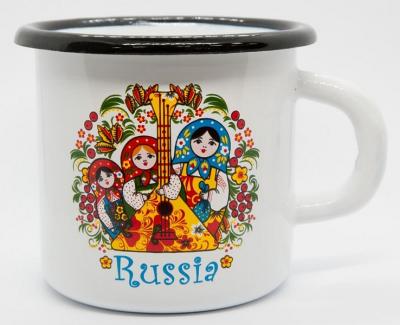 Фото - Кружка эмалированная Матрешки с балалайкой 200 мл