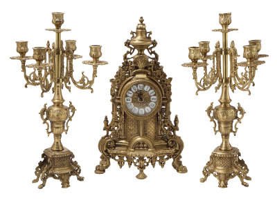Фото - Каминный набор Канделябры и часы Сицилия 55 см