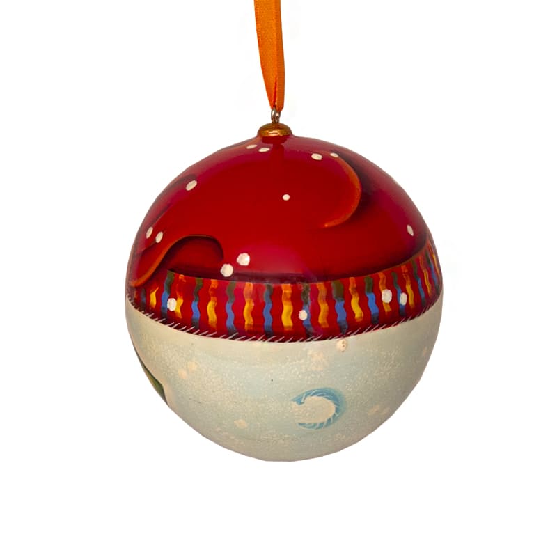 Фото - Елочный шар деревянный Белый мишка 7 см