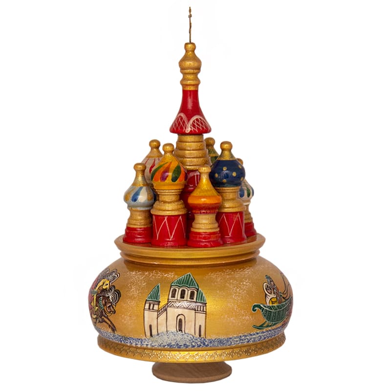 Фото - Деревянный музыкальный собор Тройка золотой фон 20 см