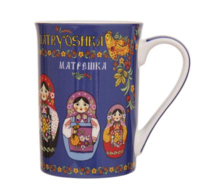 Фото - Кружка сувенирная Матрешки синий фон 250 мл Фото - Кружка сувенирная Матрешки синий фон 250 мл