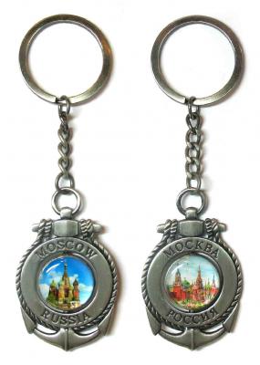 Фото - Брелок металлический с эмалью якорь Москва 12,5 см