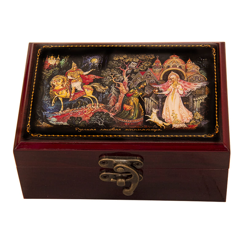 Фото - Деревянная шкатулка для украшений "Сказка о мертвой царевне" 13 х 9 см