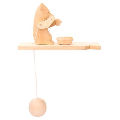 Фото - Резная игрушка Мишка ест кашу 15 х 5 см