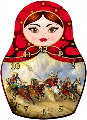 Фото - Часы настенные матрешка Русская Тройка 25 х 22 см Фото - Часы настенные матрешка Русская Тройка 25 х 22 см
