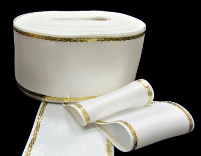 Фото - Атласная лента Белая с метанитом 45 мм Фото - Атласная лента Белая с метанитом 45 мм