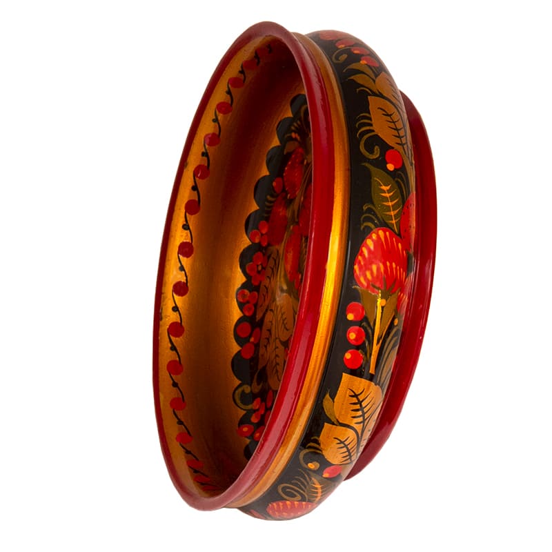 Фото - Большая сухарница деревянная Хохлома "Любаша" 21 х 6 см