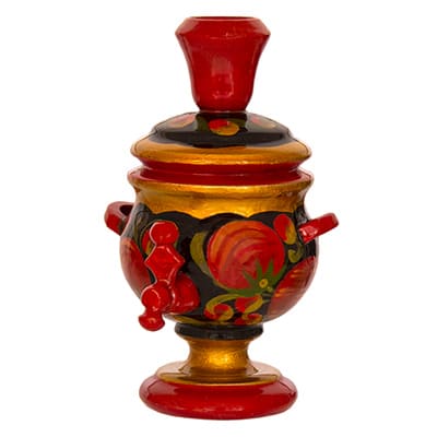 Фото - Деревянный самовар маленький "Малыш" Хохлома 10 х 7 см