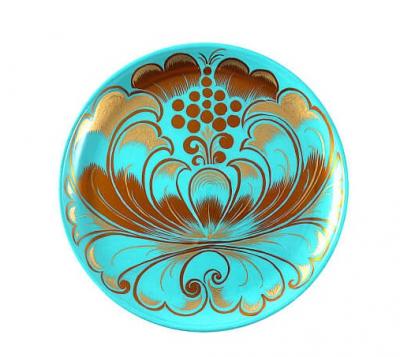 Фото - Тарелка панно Золотой цветок хохлома 15 см Фото - Тарелка панно Золотой цветок хохлома 15 см