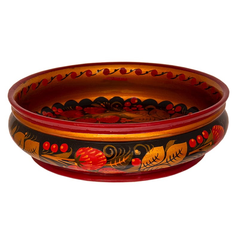 Фото - Большая сухарница деревянная Хохлома "Любаша" 21 х 6 см