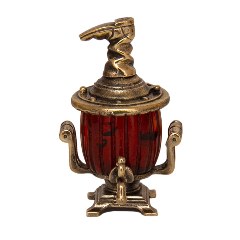 Фото - Большая фигурка Самовар с сапогом с янтарем 4 х 3 см