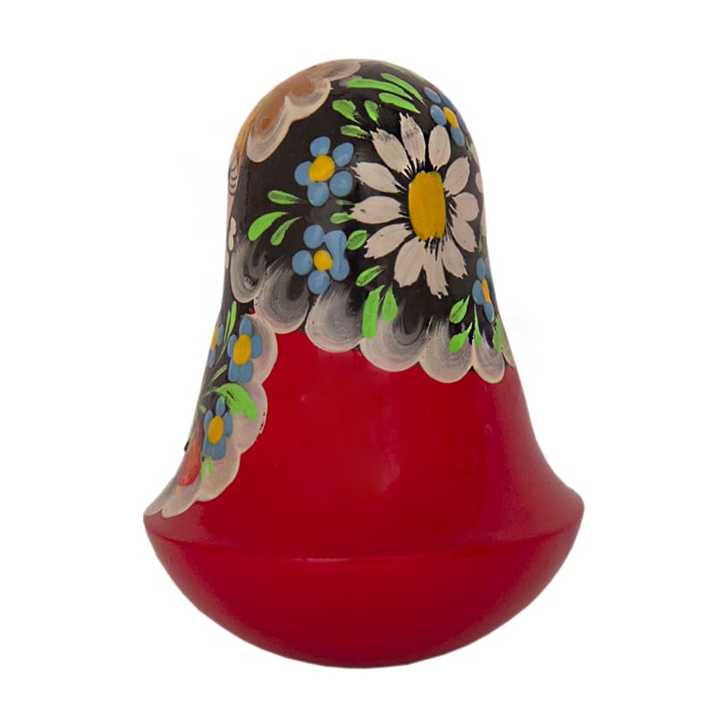 Фото - Матрешка неваляшка с колокольчиком Хохломской узор 10 см