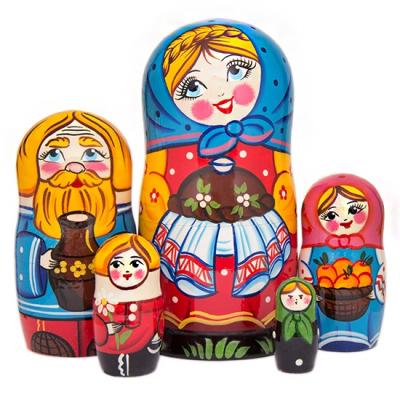 Фото - Матрёна расписная с караваем Русь 5 штук 17 см