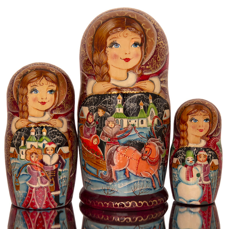 Фото - Матрешка деревянная авторская Русский стиль 5 мест 17 см