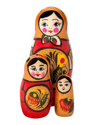 Фото - Матрешка деревянная Хохлома 3-х местная 7 см Фото - Матрешка деревянная Хохлома 3-х местная 7 см