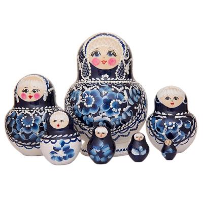 Фото - Матрешка авторская Гжельская красавица 10 мест 15,5 см