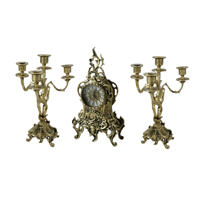 Фото - Каминные часы с канделябрами из бронзы Тюильри