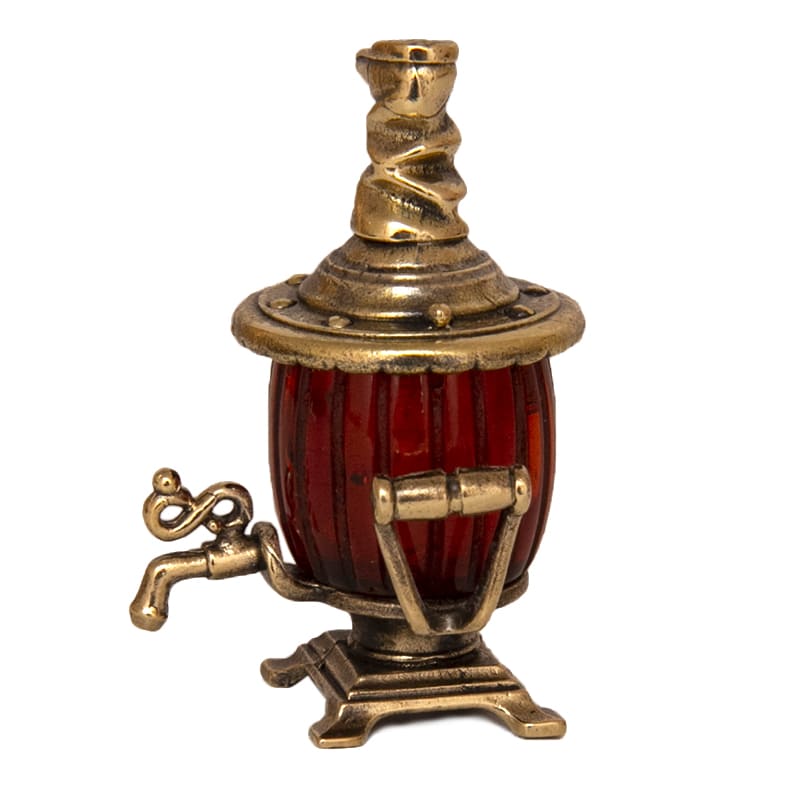 Фото - Большая фигурка Самовар с сапогом с янтарем 4 х 3 см