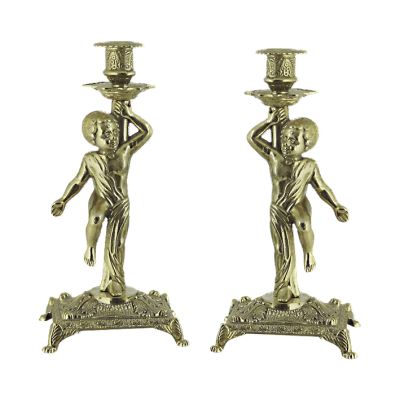 Фото - Пара подсвечников на одну свечу Купидоны 28 х 13 см