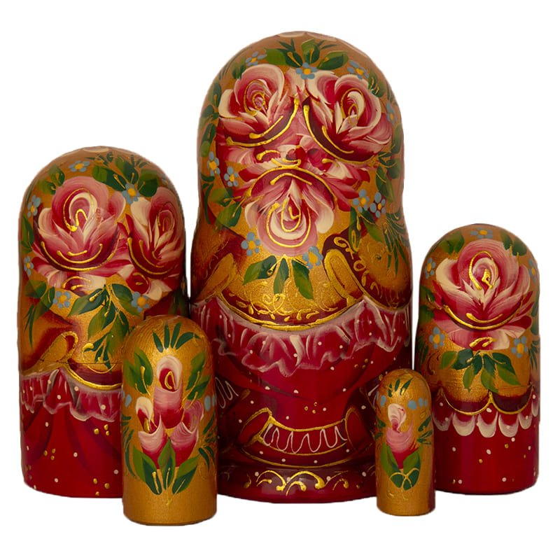 Фото - Авторская матрешка деревянная Москва золотой фон 5 мест 17 см