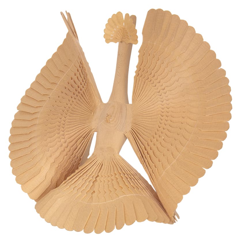 Фото - Птица счастья с хохолком из щепы ручная работа  25 х 25 см